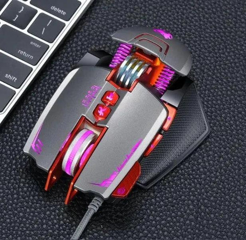 Mandotos Thunder Wolf V9 gaming mouse with ergonomic design and customizable buttons for gaming performance.