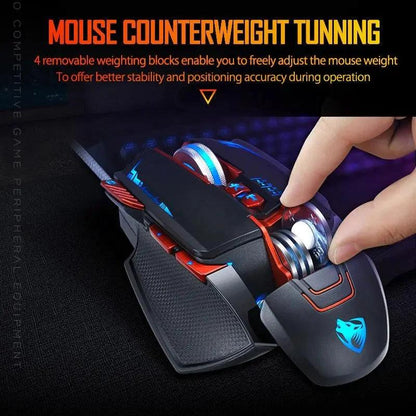 Mandotos Thunder Wolf V9 gaming mouse with ergonomic design and customizable buttons for gaming performance.