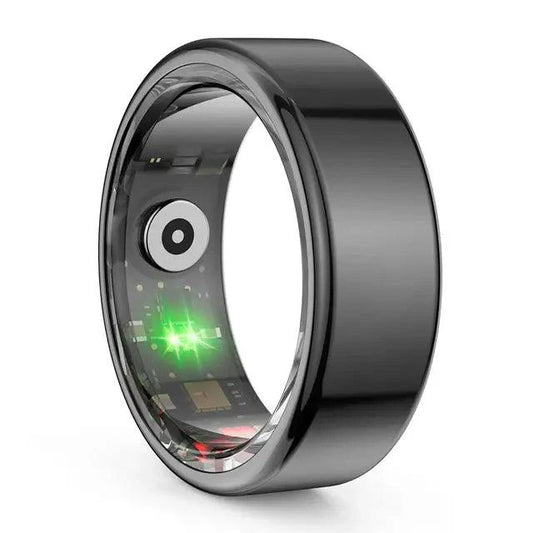 Mandotos Total Health Sync Tracker showing digital display and health monitoring features in a sleek black design