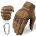 Mandotos touchscreen leather motorcycle gloves showing black leather design with touchscreen-compatible fingertips.