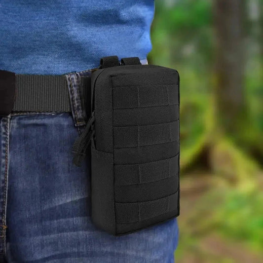 Mandotos Trail Trek Waist Pouch with adjustable strap and multiple compartments for outdoor hiking and running.