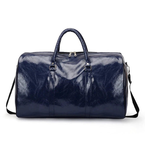 Mandotos travel bag for men and women, PU leather shoulder bag with large capacity, tote, duffle, crossbody, sports pack, luggage style.