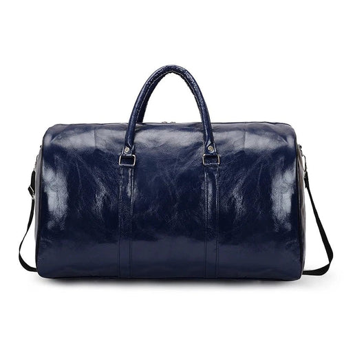 Mandotos men's travel bag made of PU leather with shoulder strap, large capacity tote and duffle style, suitable for sports and luggage.