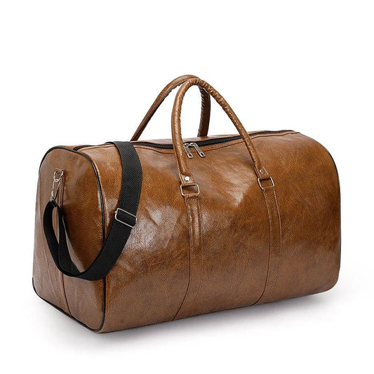 Mandotos travel bag for men and women, large capacity Pu leather shoulder bag with duffle and crossbody styles for sports and travel.