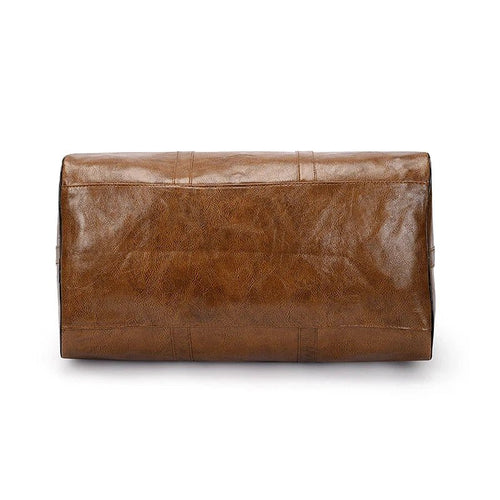 Mandotos travel bag for men and women, large capacity PU leather shoulder bag with crossbody strap and sporty duffle style.