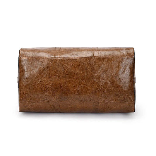 Mandotos travel bag for men and women, large capacity PU leather shoulder bag with crossbody strap and sporty duffle style.