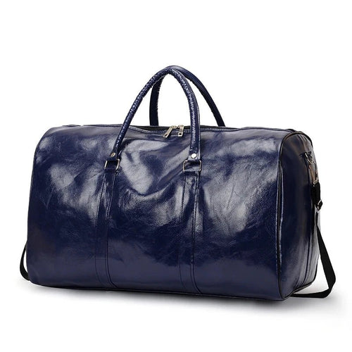 Mandotos travel bag for men and women, large capacity PU leather shoulder bag with duffle and crossbody style, sporty luggage.
