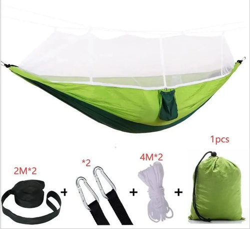 Mandotos Traveler's Mosquito-Free Hammock with netting, lightweight camping hammock for outdoor relaxation and insect protection