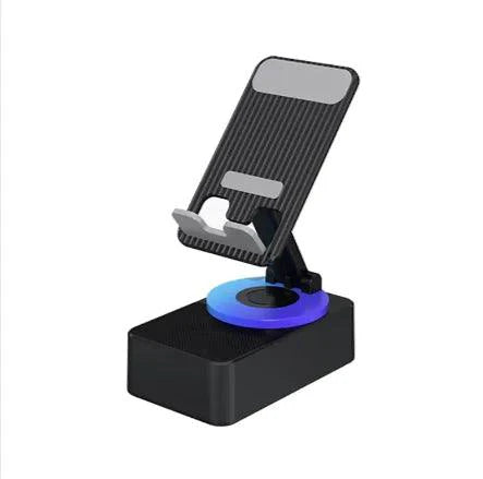 Mandotos TriFlex Mobile Hub with stand, speaker, and charger, featuring multiple ports and a sleek design for versatile device use.