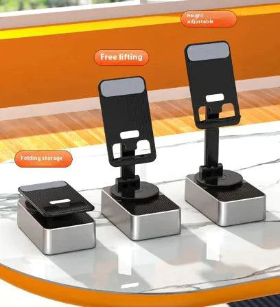 Mandotos TriFlex Mobile Hub with stand, speaker, and charger, featuring a sleek design for versatile device connectivity.