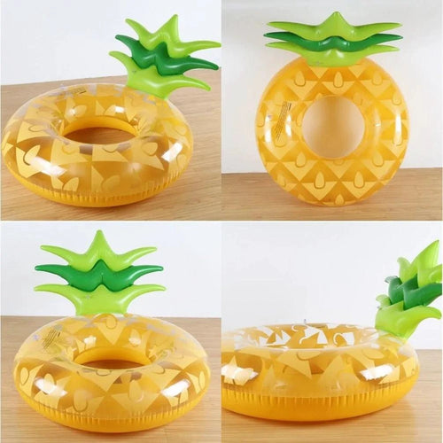 Mandotos tropical pineapple water float with bright yellow pineapple design, perfect for pool relaxation and summer fun.