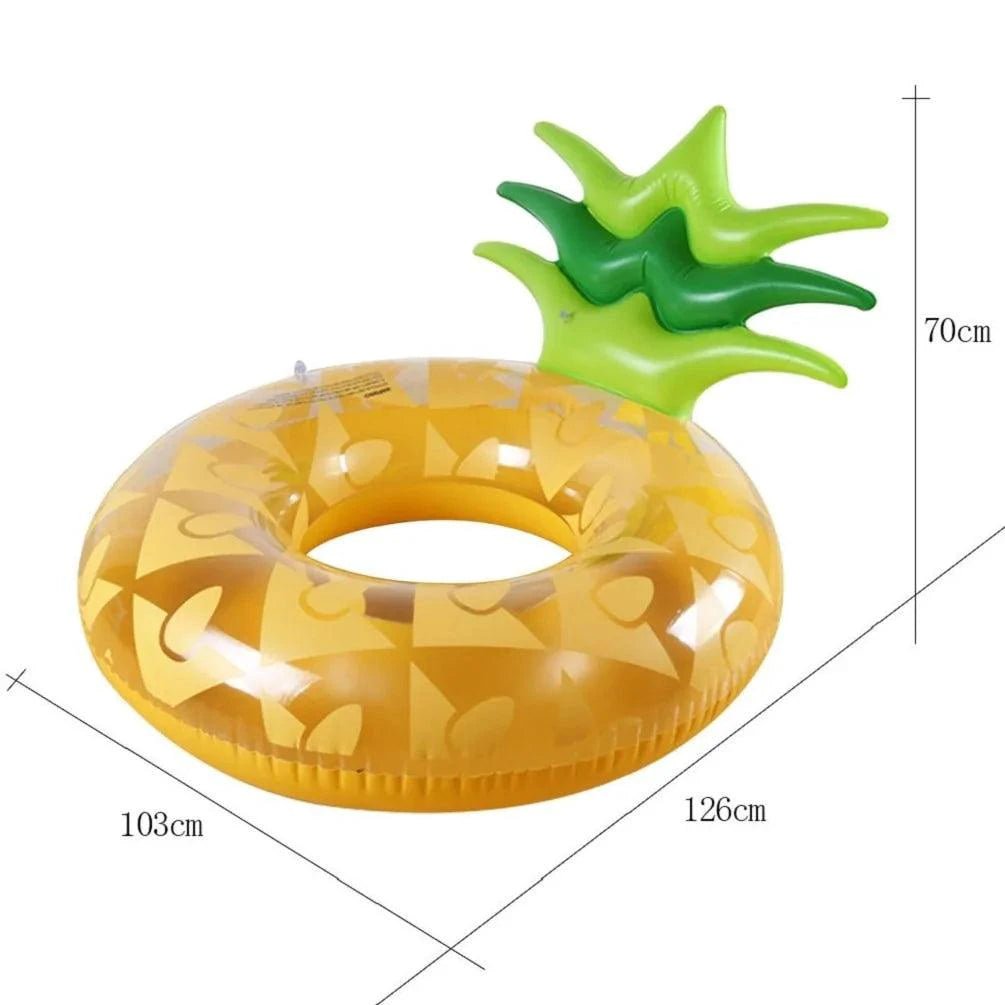 Colorful Tropical Pineapple Water Float by MANDOTOS, featuring a pineapple design perfect for pool lounging and summer fun