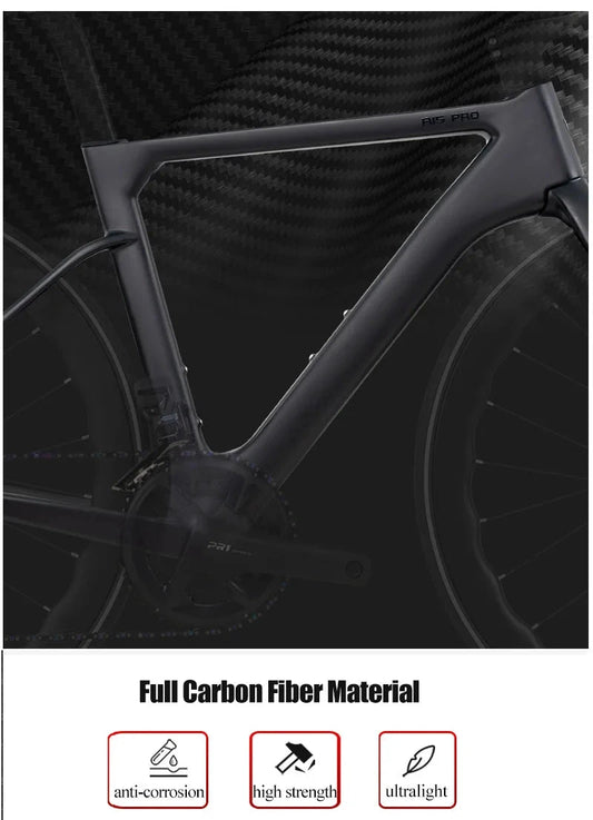 Mandotos Twitter 700x25C carbon road bicycle with hydraulic disc brakes, 50mm carbon wheels, wireless shifting, and race-ready design.