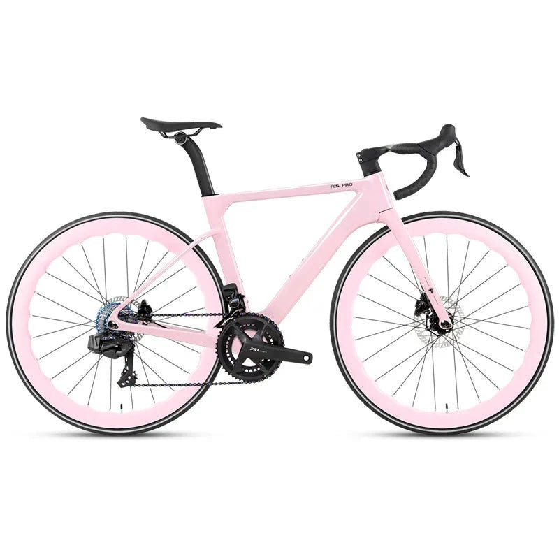 Mandotos Twitter 700x25c carbon road bicycle with hydraulic disc brakes, wireless shifter, 50mm carbon wheel, and lightweight racing design.