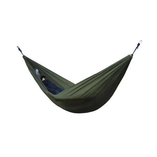 Mandotos Ultimate Oasis single and double hammock shown hanging with lush background, perfect for relaxing outdoors.