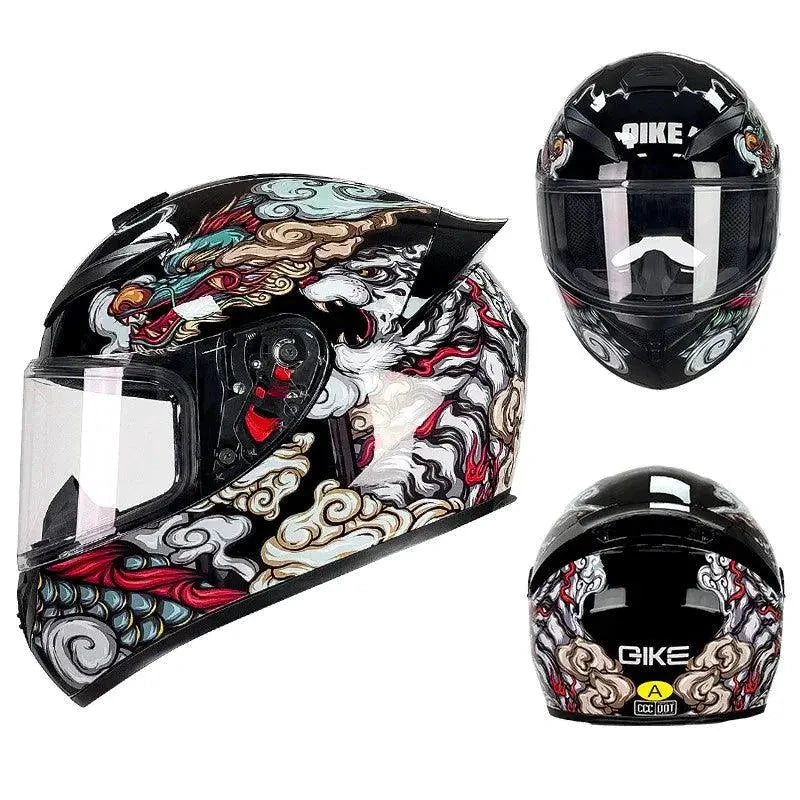 Mandotos Ultimate Protection complete coverage helmet with adjustable straps, venting, and sleek black design for safety and comfort.