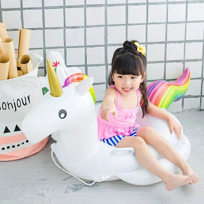 Mandotos Unicorn Bliss Inflator air pump for magical party decorations, featuring colorful unicorn design and compact size.