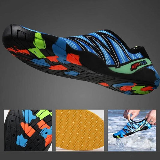 Unisex MANDOTOS swimming shoes with lightweight, quick-drying material and flexible soles designed for water activities.
