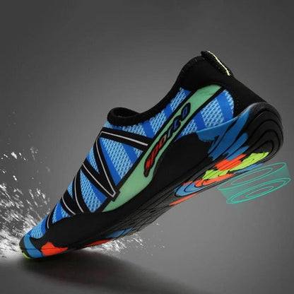 Unisex swimming shoes by MANDOTOS featuring lightweight, quick-drying material and slip-on design for water sports and beach activities.
