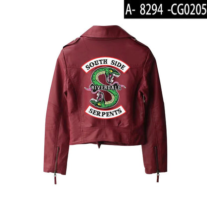 Mandotos Urban Chic Riverdale Jacket displayed on a hanger, featuring a stylish design with a zip front and modern urban style.