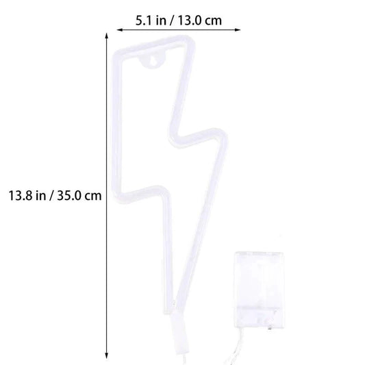 Mandotos USB/Battery LED neon lightning sign illuminated, showcasing vibrant neon lightning design on a black background.