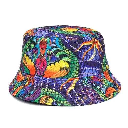 Mandotos UV Shield Bucket Hat in navy with wide brim, offering sun protection and casual style.
