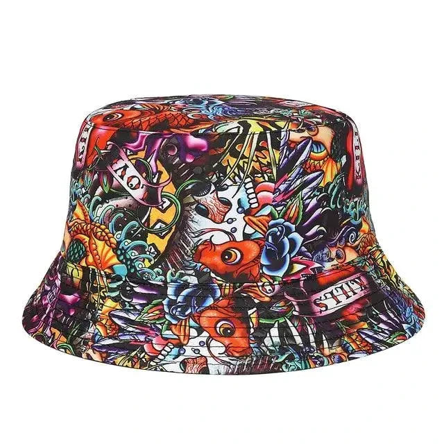 Mandotos UV Shield Bucket Hat with wide brim and adjustable strap, offering sun protection and stylish outdoor wear.