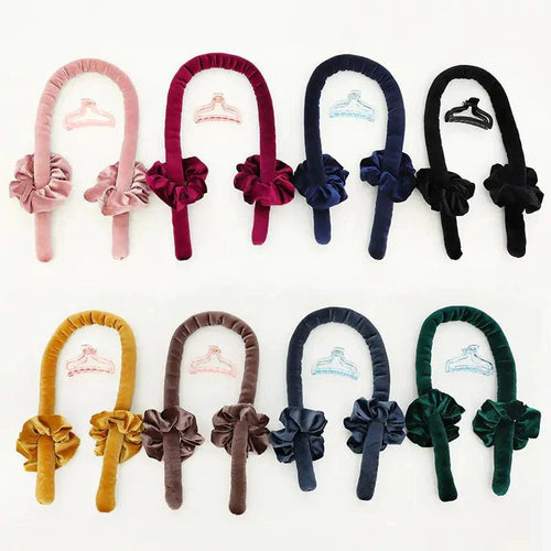 Mandotos Velvet No-Heat Curling Kit showing soft velvet rollers for damage-free, all-day curl styling.