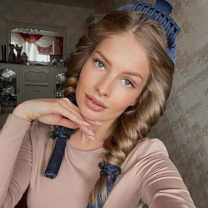 Mandotos Velvet No-Heat Curling Kit with soft velvet rollers for damage-free curls and all-day styling comfort.