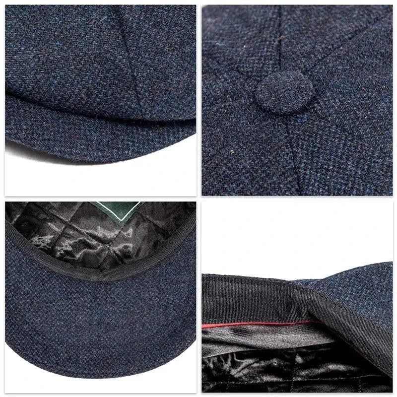 Vintage Peaky Blinder woolen cap by MANDOTOS, featuring classic style and textured fabric, perfect for a retro-inspired look.