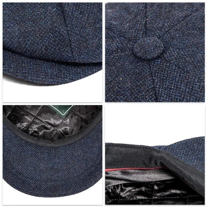 Vintage Peaky Blinder woolen cap by MANDOTOS, featuring classic style and textured fabric, perfect for a retro-inspired look.