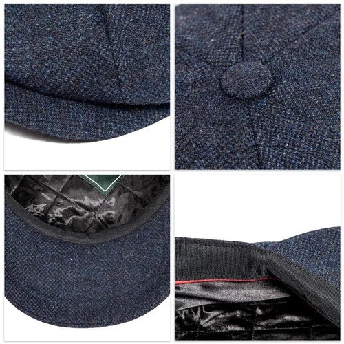 Vintage Peaky Blinder woolen cap by MANDOTOS, featuring classic style and textured fabric, perfect for a retro-inspired look.