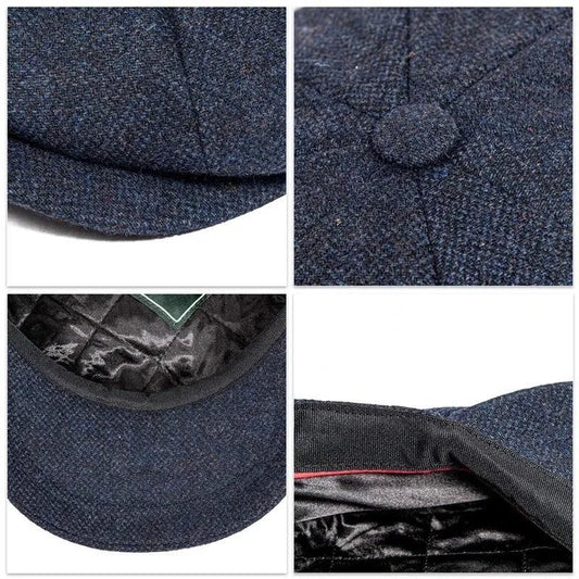 Vintage Peaky Blinder woolen cap by MANDOTOS, featuring classic style and textured fabric, perfect for a retro-inspired look.