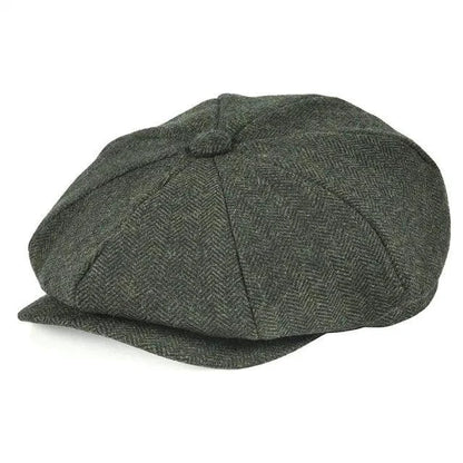 Vintage Peaky Blinder woolen cap by MANDOTOS, featuring classic style and warm wool material, shown on a neutral background.