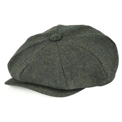 Vintage Peaky Blinder woolen cap by MANDOTOS, featuring classic style and warm wool material, shown on a neutral background.