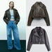 Mandotos washed faux leather jacket with a sleek design, featuring a classic collar and front zipper for a stylish look.
