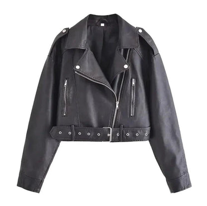 Mandotos washed faux leather jacket with a classic design, featuring a sleek fit and textured finish for stylish casual wear.