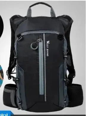 Mandotos Water-Resistant CycleGear Backpack with multiple compartments and adjustable straps, designed for cycling and outdoor use.