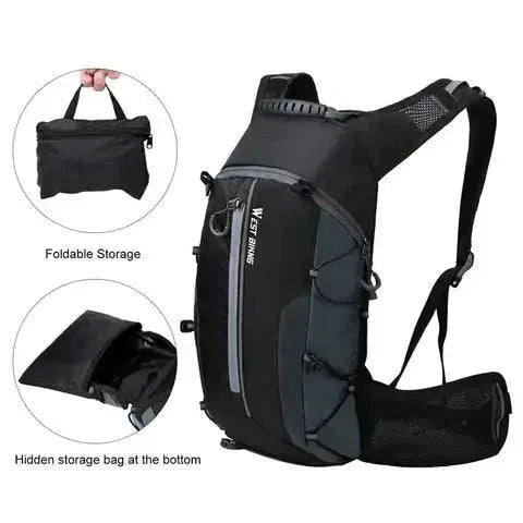 Mandotos water-resistant CycleGear backpack with multiple compartments and adjustable straps, designed for cycling and outdoor use.