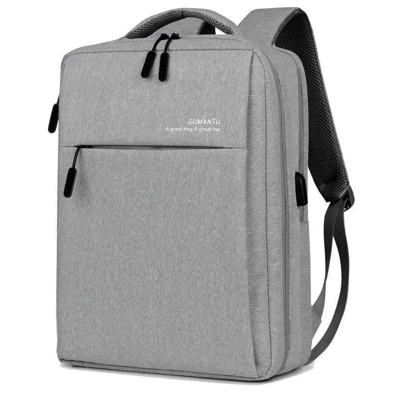 Mandotos waterproof and shockproof rechargeable backpack with laptop compartment, durable design and sturdy straps.