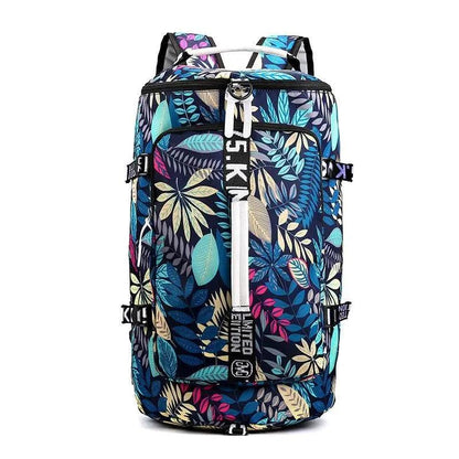 Mandotos waterproof gym and fitness backpack with outdoor travel and casual sport design, featuring multiple compartments and durable material.
