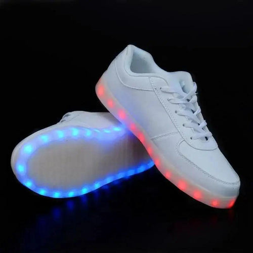 White Light Up Shoes by MANDOTOS with illuminated soles and stylish design, perfect for kids and casual wear