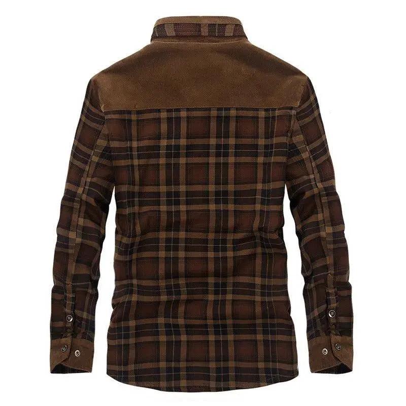 Mandotos men's winter jacket with thick warm fleece, pure cotton plaid design, military style coat for cold weather.