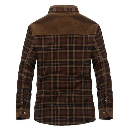 Mandotos men's winter jacket with thick warm fleece, pure cotton plaid design, military style coat for cold weather.