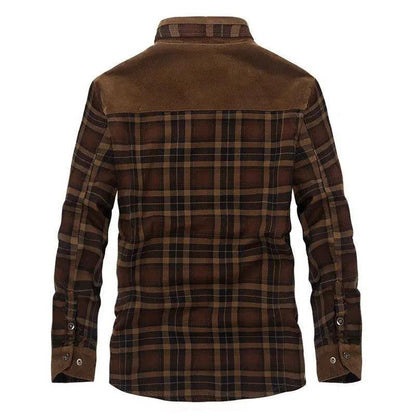 Mandotos men's winter jacket with thick warm fleece, pure cotton plaid design, military style coat, suitable for cold weather.