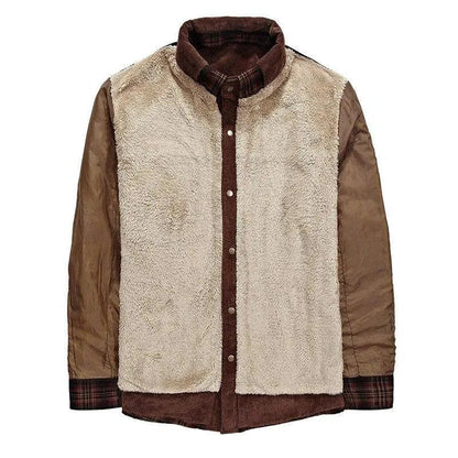 Mandotos men's winter jacket with thick fleece lining, pure cotton plaid design, military-style coat for cold weather.