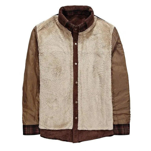 Mandotos men's winter jacket with thick fleece lining, pure cotton plaid design, military-style coat for cold weather.