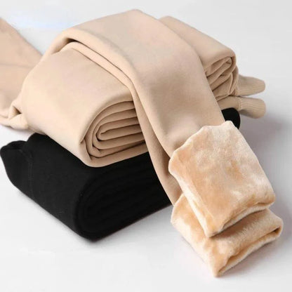 Mandotos winter women's leggings in solid color velvet with high waist, stretchy and warm for cold weather.