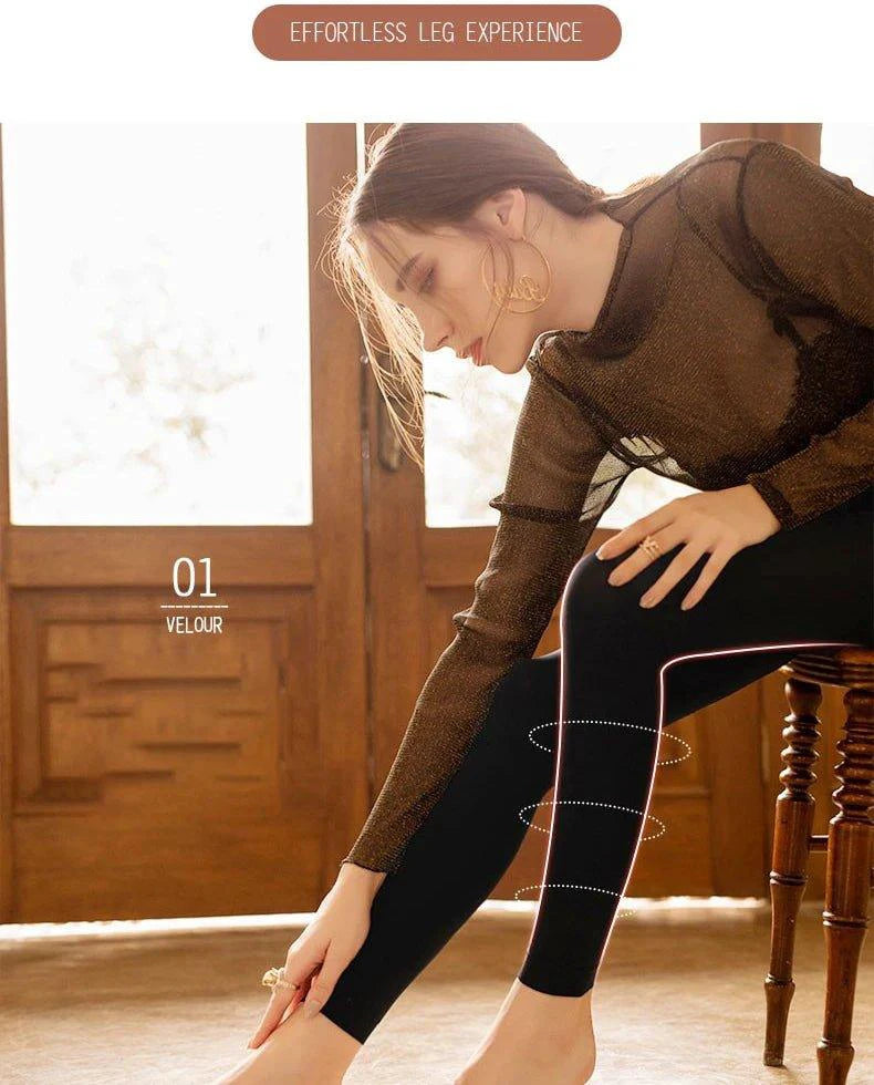 Mandotos winter women's leggings in solid color velvet with high waist, stretchy and warm for cold weather.