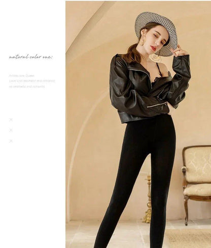 Mandotos winter women's leggings in solid color velvet with high waist, stretchy and warm for cold weather.